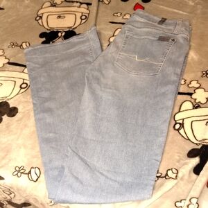 7 For All Mankind Women's Straight Leg Jeans in Light Blue